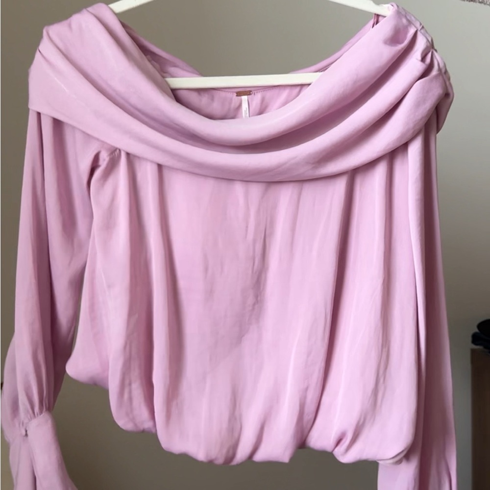 Free People Light Pink Off-Shoulder Blouse